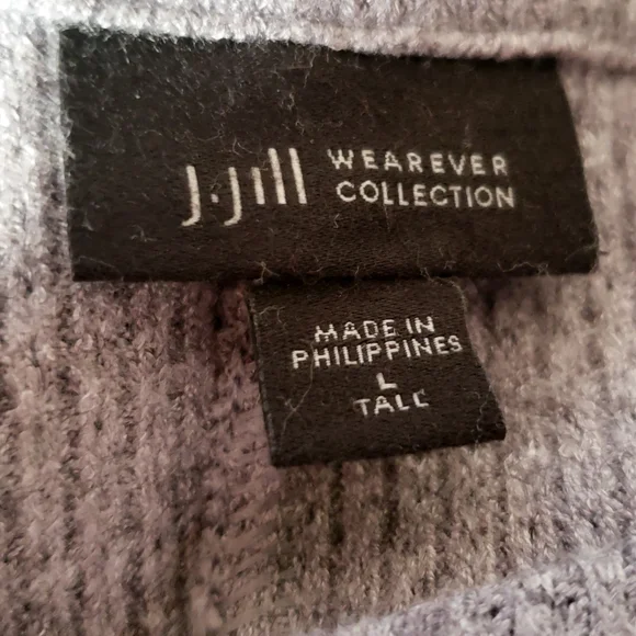 J. Jill Top Womens Gray L Tall Gray Thermal Waffle Knit Minimalistic Pullover - Picture 6 of 8